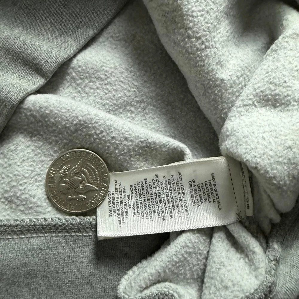 Polo Ralph Lauren Grey Fleece Rugby Polo Bear Hoodie Small FLAWS